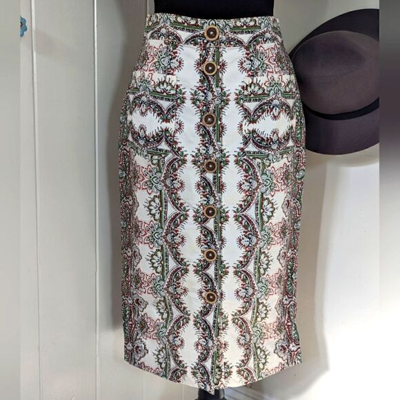 Maeve Anthropologie Button Preppy Academia Coastal Classic Skirt 0  - Picture 3 of 13